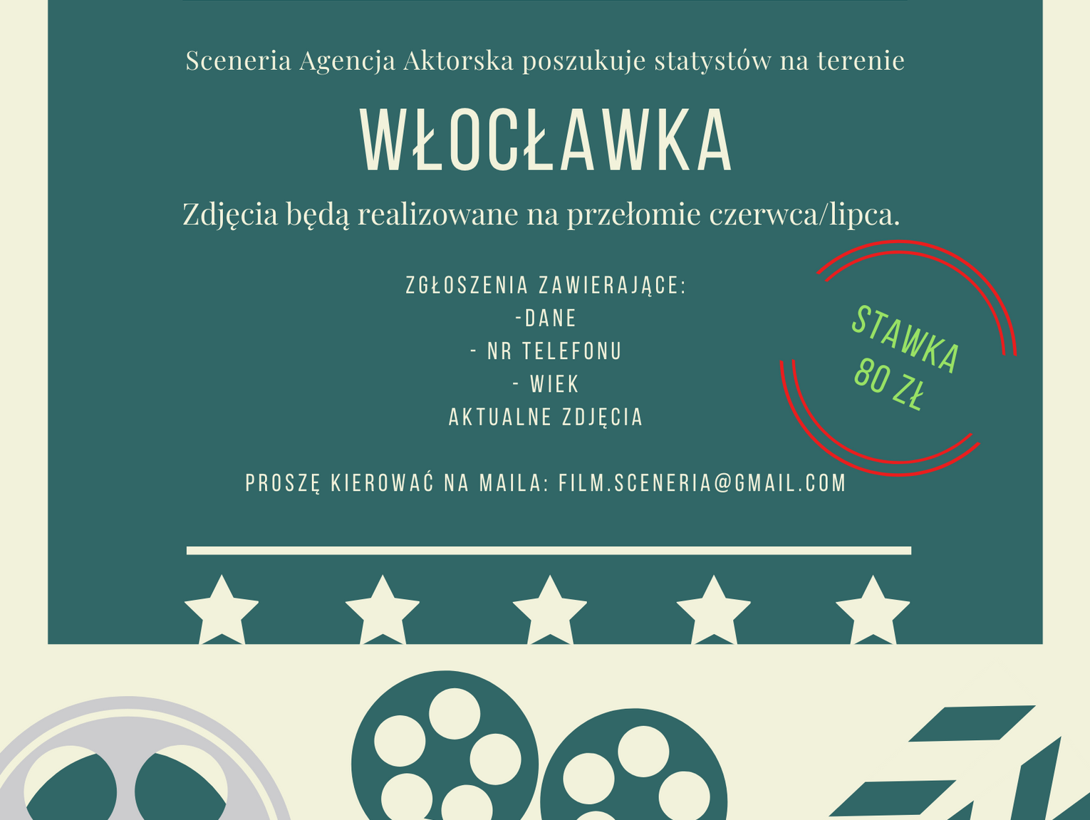 80 zł dla statysty za dzień zdjęciowy We Włocławku będą kręcić film