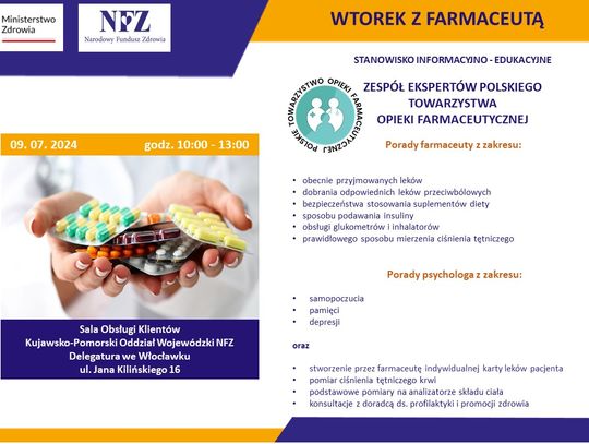 Farmaceuci i psycholodzy udzielą porad w najbliższy wtorek