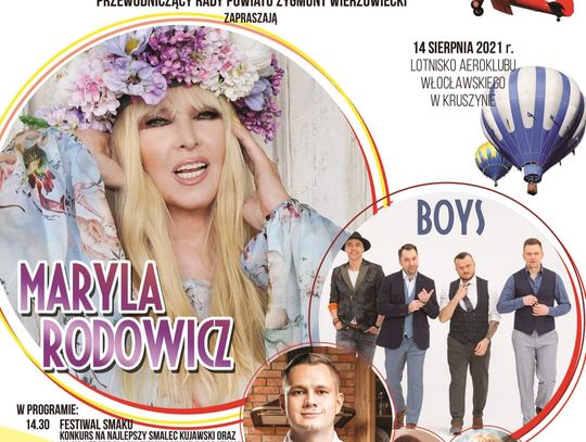 14 sierpnia na lotnisku w Kruszynie koncert Maryli Rodowicz i zespołu Boys