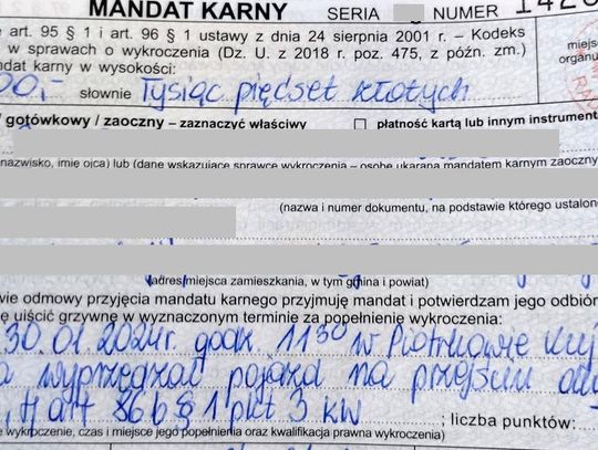 19-latek wyprzedzał na przejściu dla pieszych. Stracił 1500 zł i 15 pkt. karnych