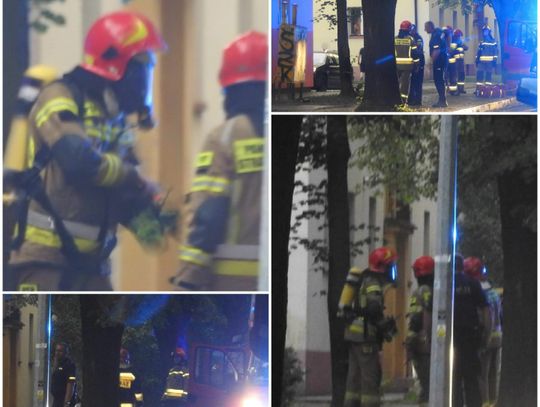 Akcja służb na ul. Kraszewskiego. Strażacy w maskach, policja i pogotowie gazowe