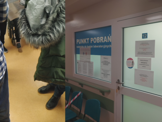 Blisko stuosobowy tłum w kolejce na szczepienia w szpitalu."Jeden na drugim (...) ludzie płakali"