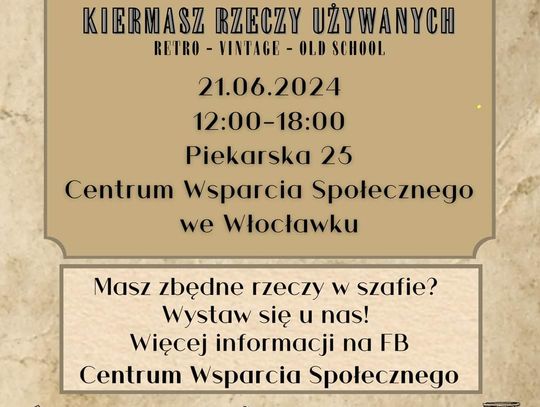 Centrum Wsparcia Społecznego zaprasza na kiermasz rzeczy używanych