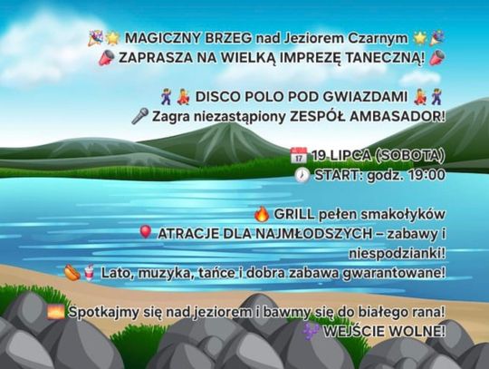 Disco polo nad Jeziorem Czarnym. Impreza taneczna już 19 lipca