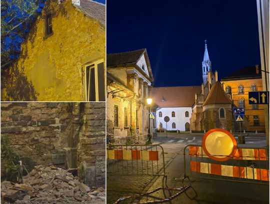 Fragment elewacji runął na chodnik i jezdnię. Ulica Cyganka zamknięta do odwołania
