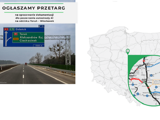 GDDKiA ogłasza ponowny przetarg ws. poszerzenia A1 Toruń - Włocławek