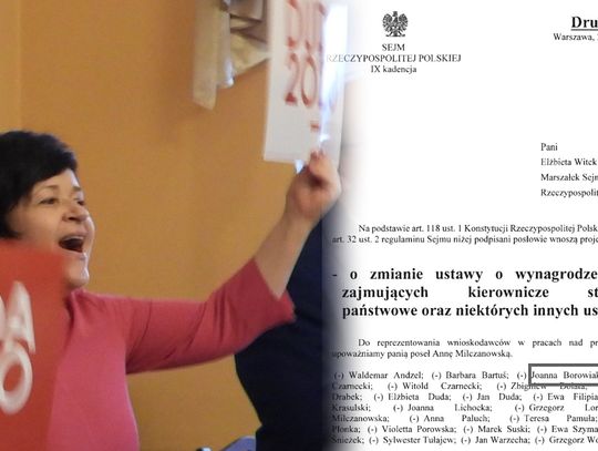 Grupa posłów PiS złożyła projekt ustawy o 40% podwyżce dla prezydenta RP, wśród nich Joanna Borowiak 