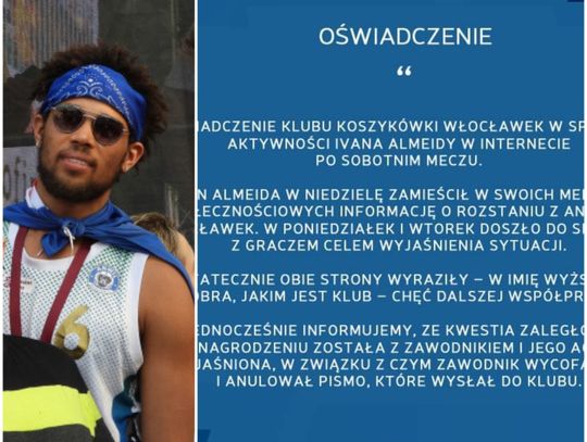  Iwan Almeida wycofuje swoje pismo i pozostaje w Anwilu. Jest oświadczenie klubu 