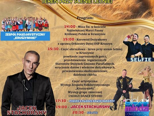Jacek Stachursky i zespół Piękni i Młodzi wystąpią w Kruszynie na dożynkach