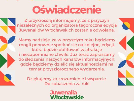 Juwenaliów Włocławskich 2024 nie będzie. Organizatorzy wydali oświadczenie