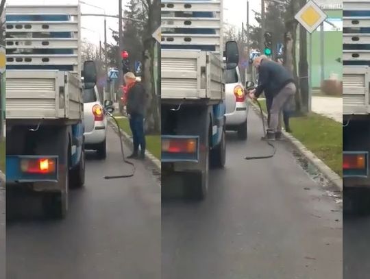 Kobieta urwała wąż do tankowania i jeździła z nim po Włocławku...