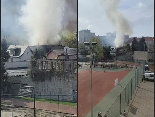Kolejny pożar pustostanu na Placu Kolanowszczyzny. Ruch utrudniony
