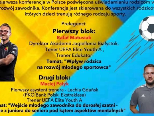 Konferencja dla rodziców dzieci trenujących sporty. Obowiazują zapisy