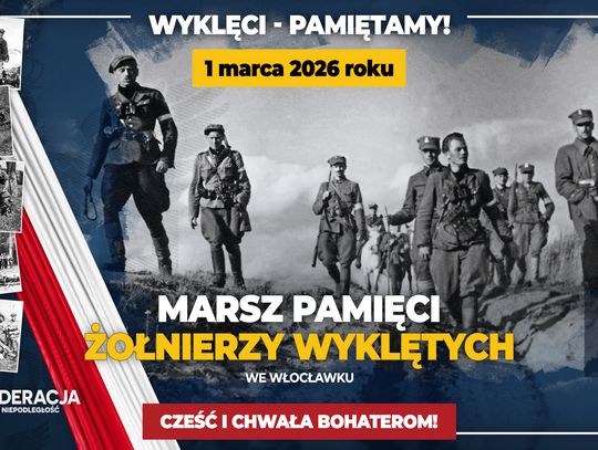 Marsz Pamięci Żołnierzy Wyklętych we Włocławku. Podano plan wydarzenia