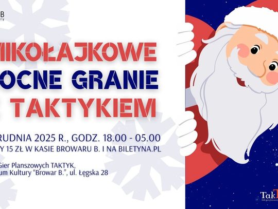 Mikołajkowe nocne granie w „Taktyku”. Planszówki do samego świtu!