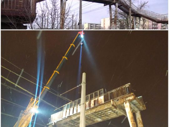 Nocna rozbiórka kładki. Zmienia się kilkudziesięcioletni krajobraz Zazamcza