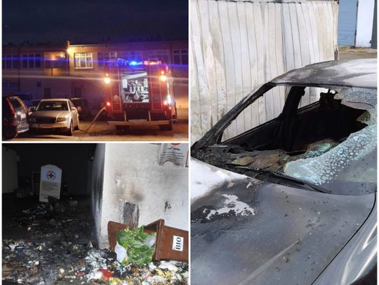 Nocne pożary we Włocławku. Spłonęło auto i wiaty śmietnikowe