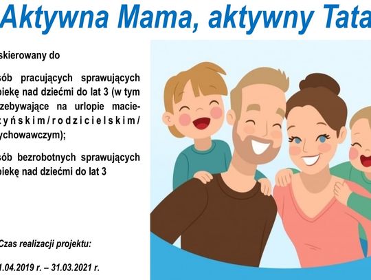 Od jutra drugi nabór do projektu "Aktywna Mama, aktywny Tata"