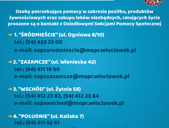 Osiedlowe Sekcje MOPR pomogą starszym i niepełnosprawnym w zakupach leków i żywności