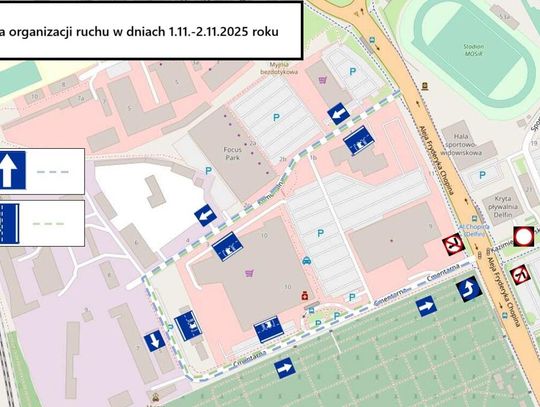 Policja przypomina o zmianie  organizacji ruchu przy cmentarzu i publikuje mapki