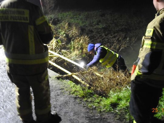 Policja, Straż i WIOŚ w Grodztwie. Nielegalny zrzut ścieków z wozu asenizacyjnego. 