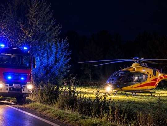 Potrącenie pieszego w Kłótnie. Na miejsce wezwano śmigłowiec LPR