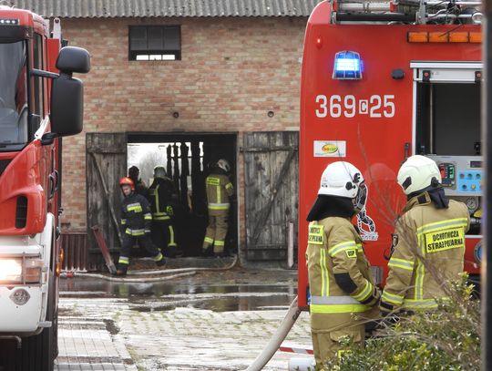 Pożar budynku gospodarczego w Smólsku. Na miejscu działało kilka zastępów straży pożarnej