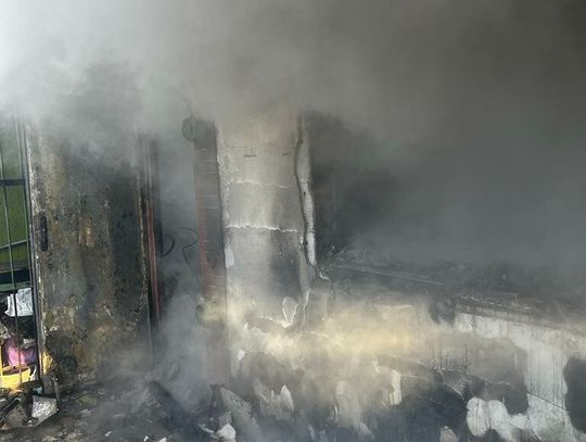 Pożar domku na działce na os. Południe. Na miejscu 4 zastępy straży pożarnej
