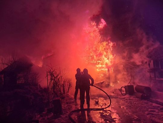 Pożar domku na terenie ogródków działkowych przy ul.Rozdroże