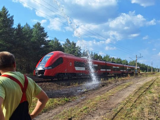 Pożar nasypu kolejowego w Pińczacie