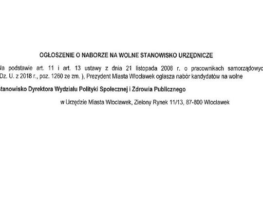 Ratusz ogłosił konkurs na dyrektora Wydziału Polityki Społecznej i Zdrowia Publicznego