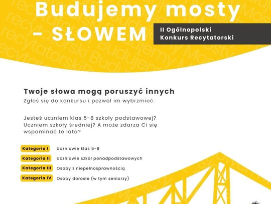plakat Ogólnopolski Konkurs Recytatorski Budujemy mosty SŁOWEM
