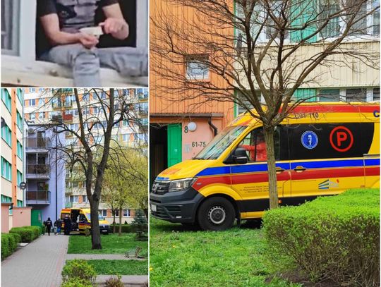 Siedział w oknie i przykładał nóż do nagdarstka. Interwencja służb na ul.Uroczej