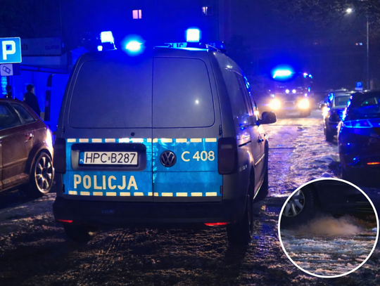 Straż i policja na ulicy Kaliskiej. Z auta wydobywał się gaz