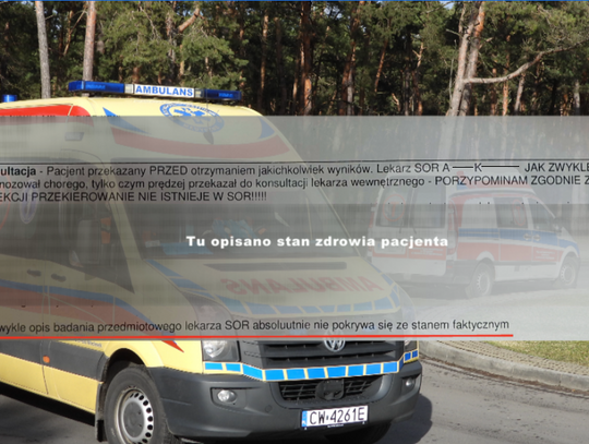 Szokująca treść wypisu ze szpitala we Włocławku: "Lekarz SOR JAK ZWYKLE nie zdiagnozował chorego". Pacjent nie żyje