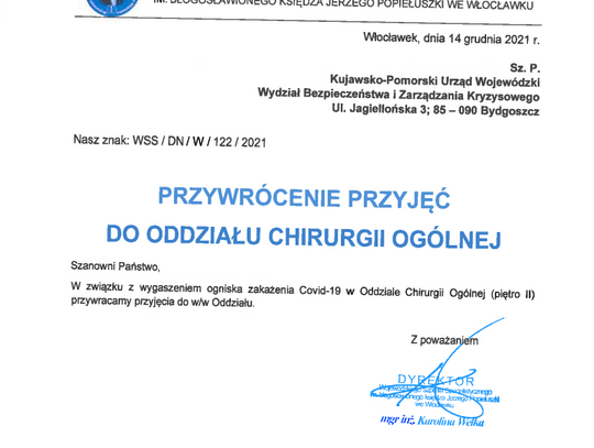 Szpital pokonał Covid-19 na Oddziale Chirurgii Ogólnej 