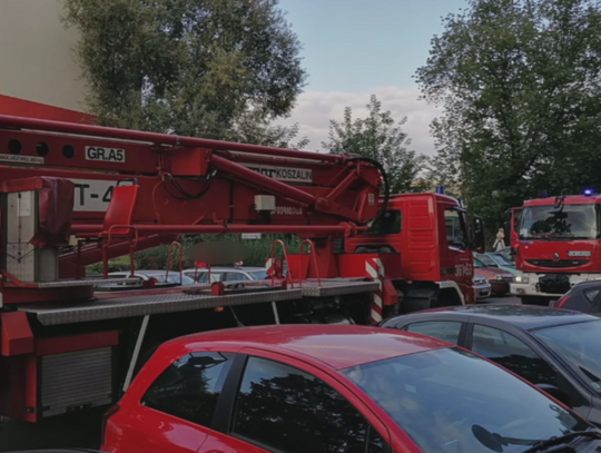 Trzy jednostki Straży Pożarnej i Policja przy ul. Bajecznej. Strażacy wchodzili przez balkon
