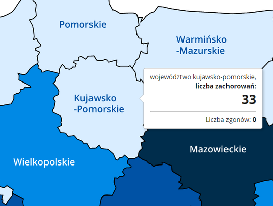 Urząd Wojewódzki informuje, 33 osoba w kujawsko-pomorskim zarażona