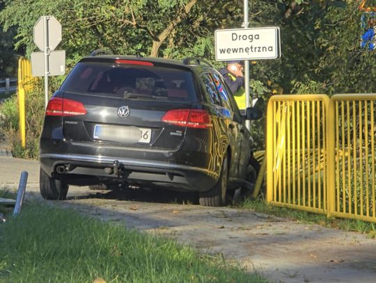Utrudnienia na ulicy Lipnowskiej. Passat ściął znak i uderzył w barierki