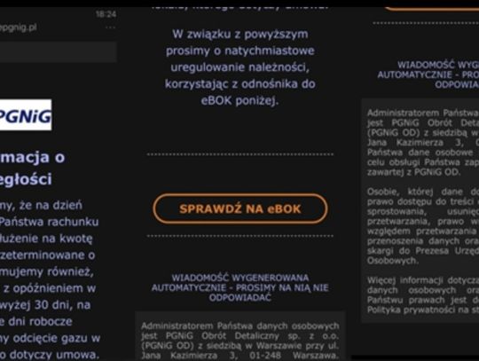 UWAGA na smsy i e-maile o zaleganiu z opłatami za gaz. To kolejny sposób oszustów!