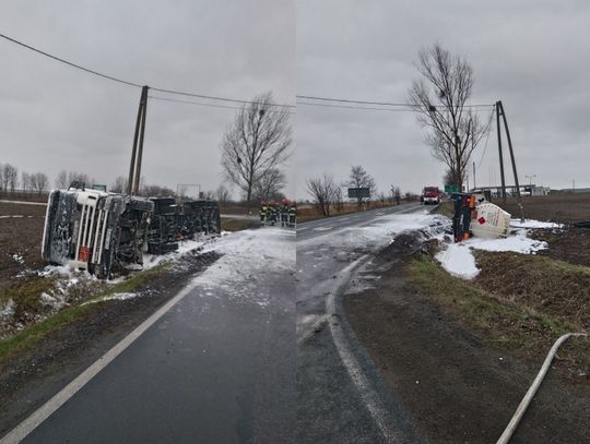 W gminie Osięciny wywróciła się cysterna z paliwem. Policja szuka świadków zdarzenia [film] 