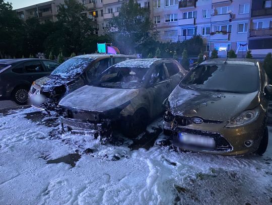 W nocy 4 auta spłonęły na ul Łanowej