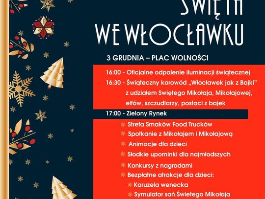 W piątek, 3 grudnia odpalenie iluminacji, powrót Food Trucków, korowodu z postaciami z bajek, karuzela i Mikołaj...