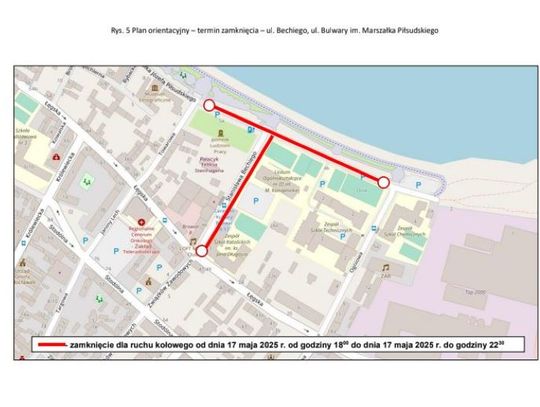W sobotę 17 maja czeka nas zmiana organizacji ruchu w okolicach Bulwarów