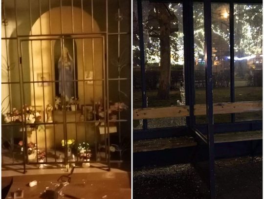 Wandale zniszczyli wiatę przystankową i kapliczkę Matki Boskiej