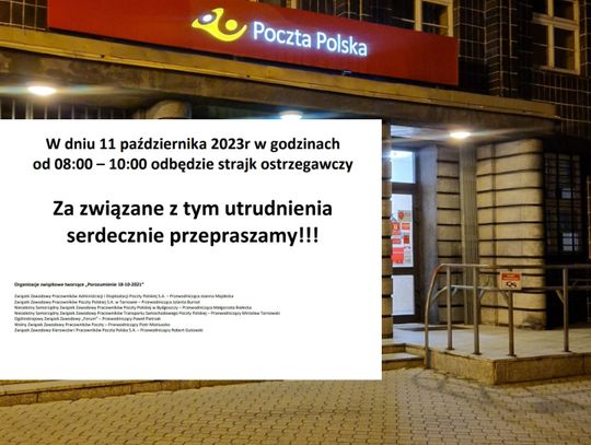 We środę 11 października strajk w placówkach Poczty Polskiej
