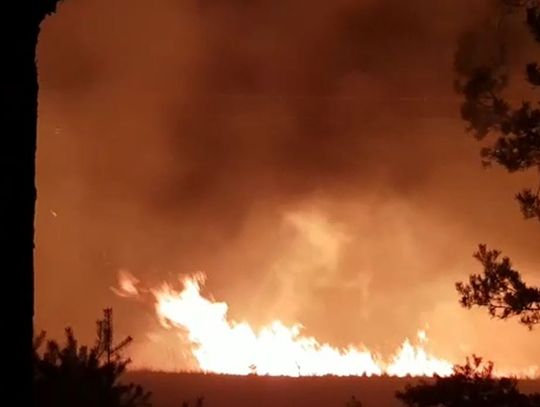 Widok jak z filmu - słup iskier z pociągu spowodował zapalenie traw wzdłuż torów 