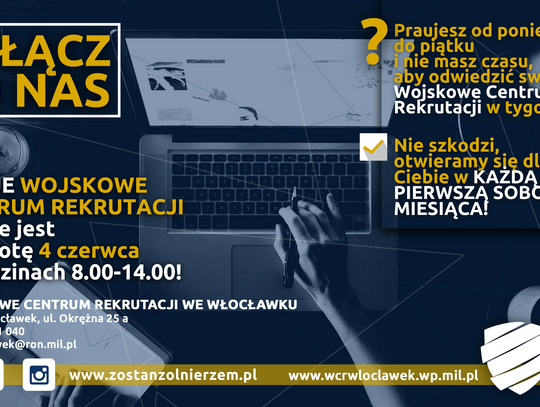 Wojskowe Centrum Rekrutacji we Włocławku zaprasza na „Rekrutacyjną sobotę” 