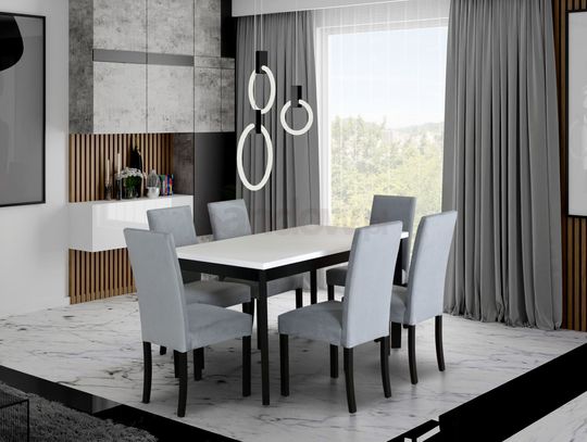 Wybieramy stół z krzesłami do salonu w stylu glamour