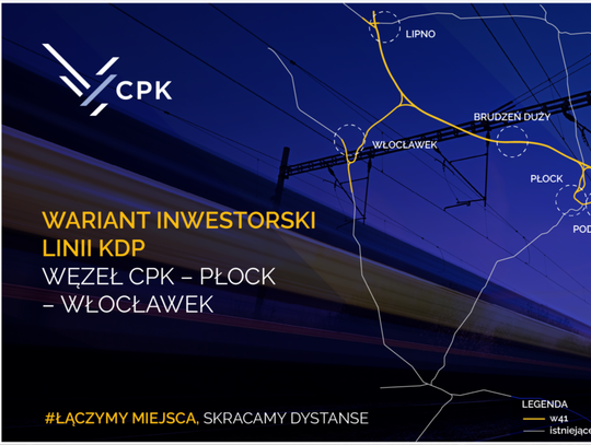 350 km/h pociągiem, ale dopiero w 2035 roku. Wybrano wariant dla CPK Płock – Włocławek